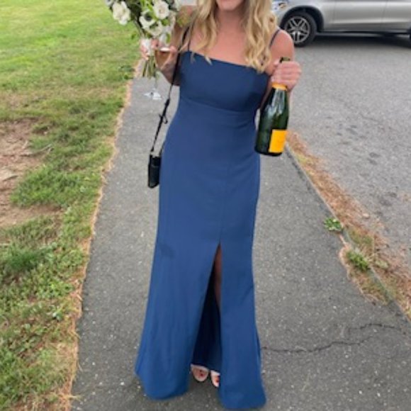 Amsale "Bray" Bridesmaid Dress_French Blue, Size 10 - Picture 4 of 4